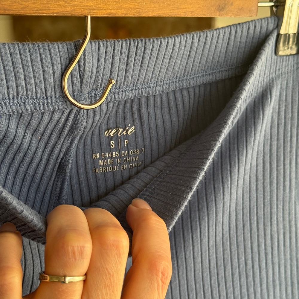 aerie Ribbed Wide-Leg Pants in Slate Blue - Picture 3 of 7